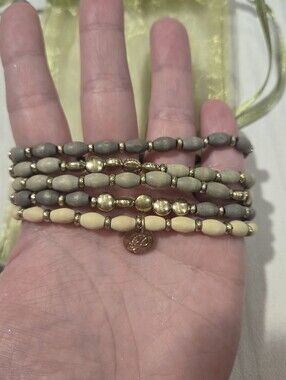 Plunder Neutral Multistrand Bead Bracelet with Gold Accents